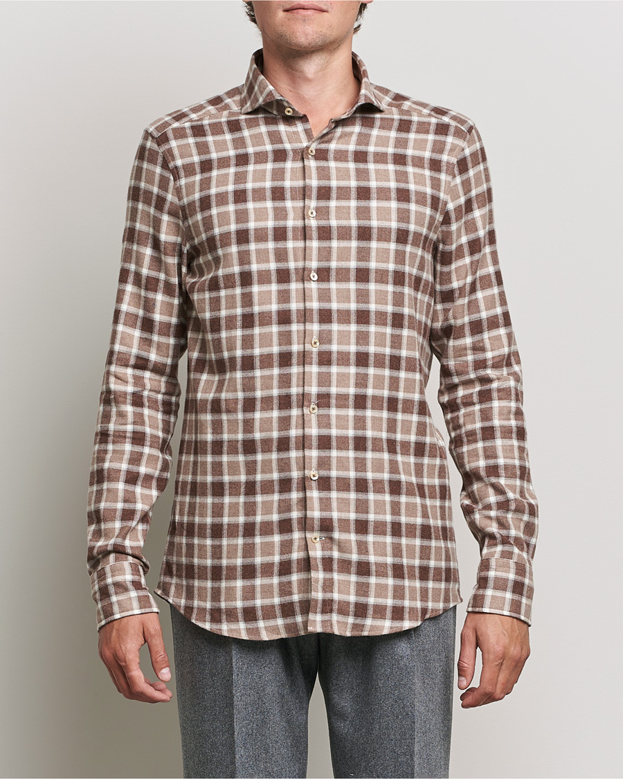 Herre | Flanellskjorter | Stenströms | Slimline Checked Flannel Shirt Brown