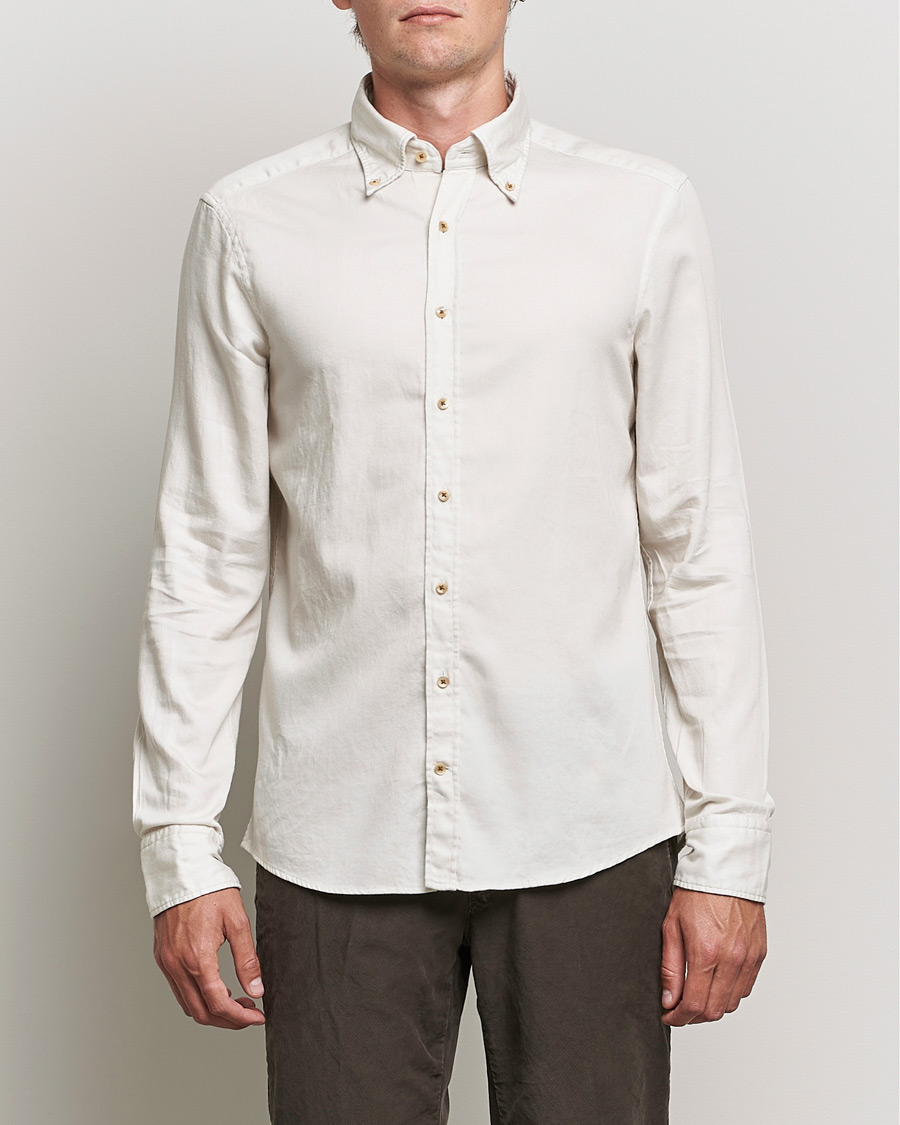 Herre |  | Stenströms | Slimline Button Down Printed Oxford Shirt Beige