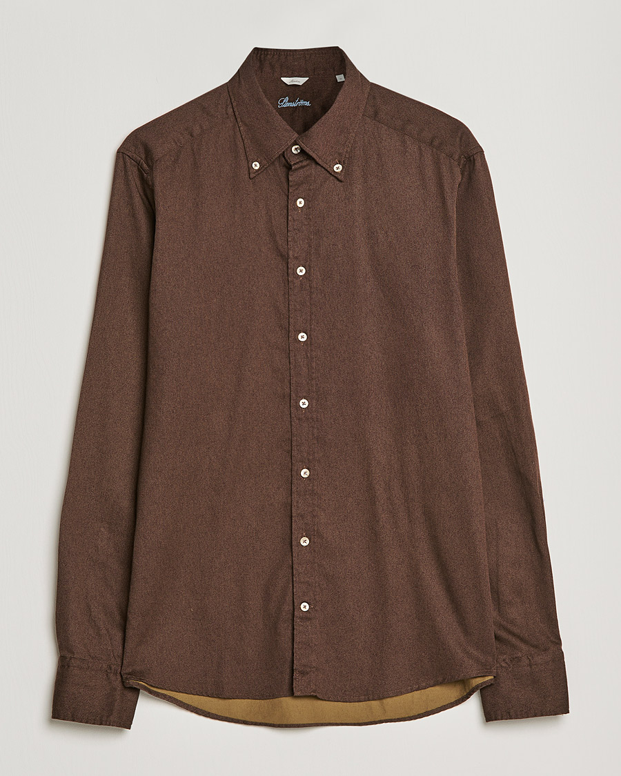 Herre | Skjorter | Stenströms | Slimline Button Down Printed Oxford Shirt Brown
