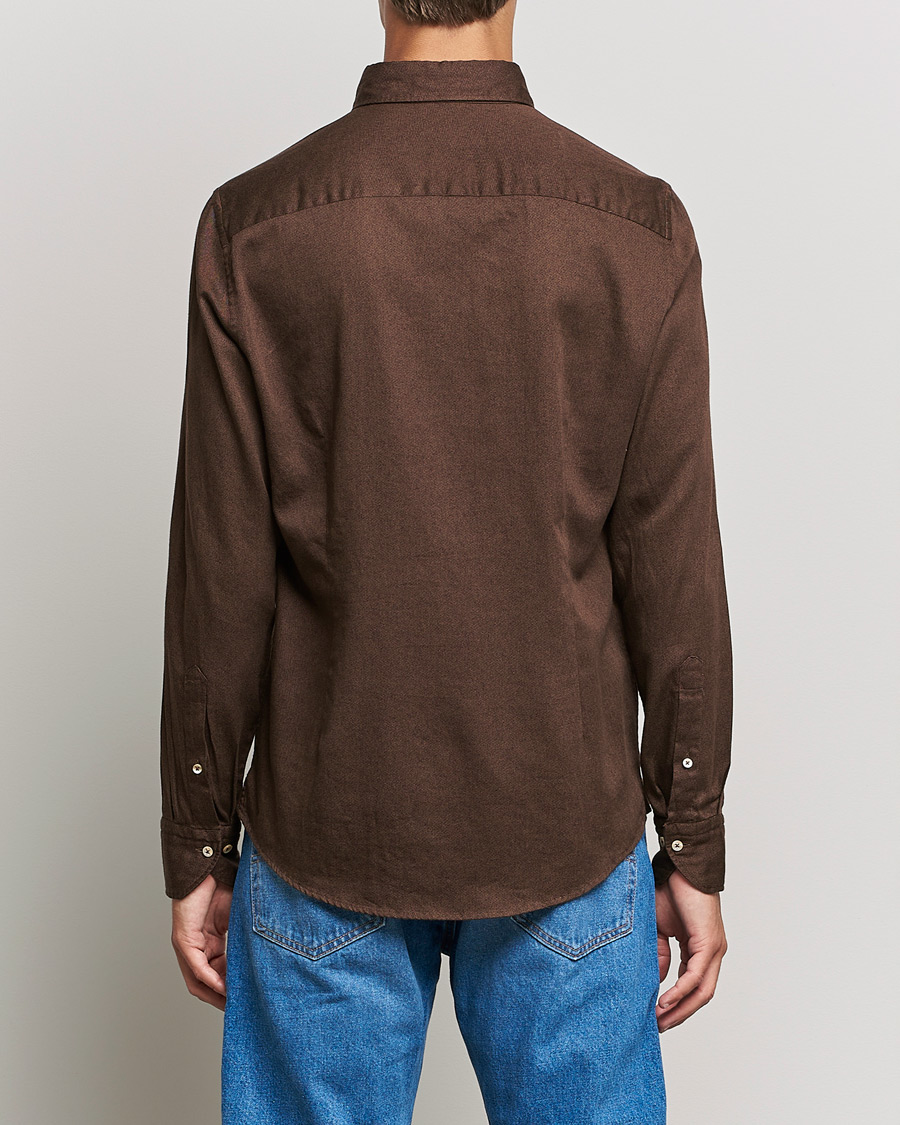 Herre | Skjorter | Stenströms | Slimline Button Down Printed Oxford Shirt Brown