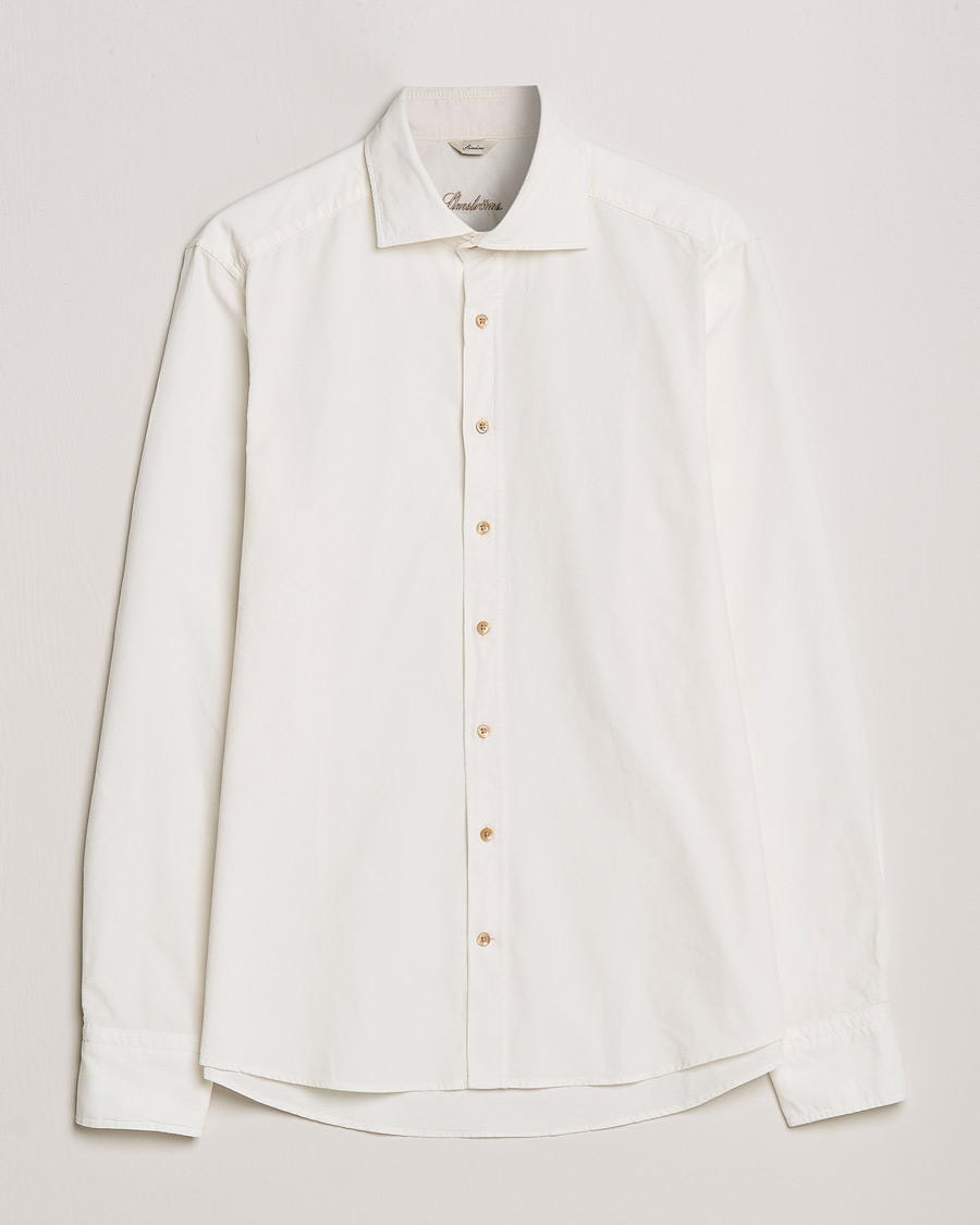 Herre | Skjorter | Stenströms | Slimline Washed Cut Away Corduroy Shirt White