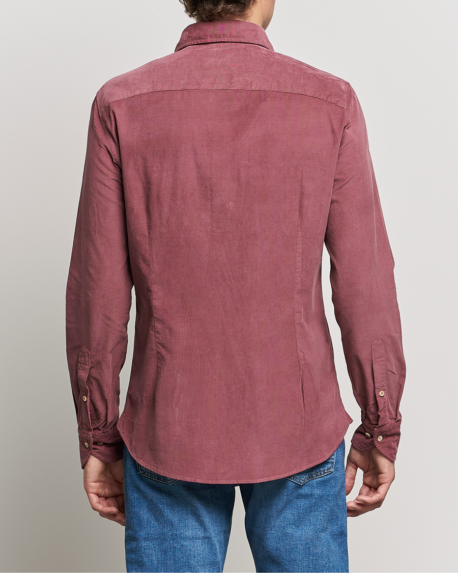 Herre | Skjorter | Stenströms | Slimline Washed Cut Away Corduroy Shirt Wine Red