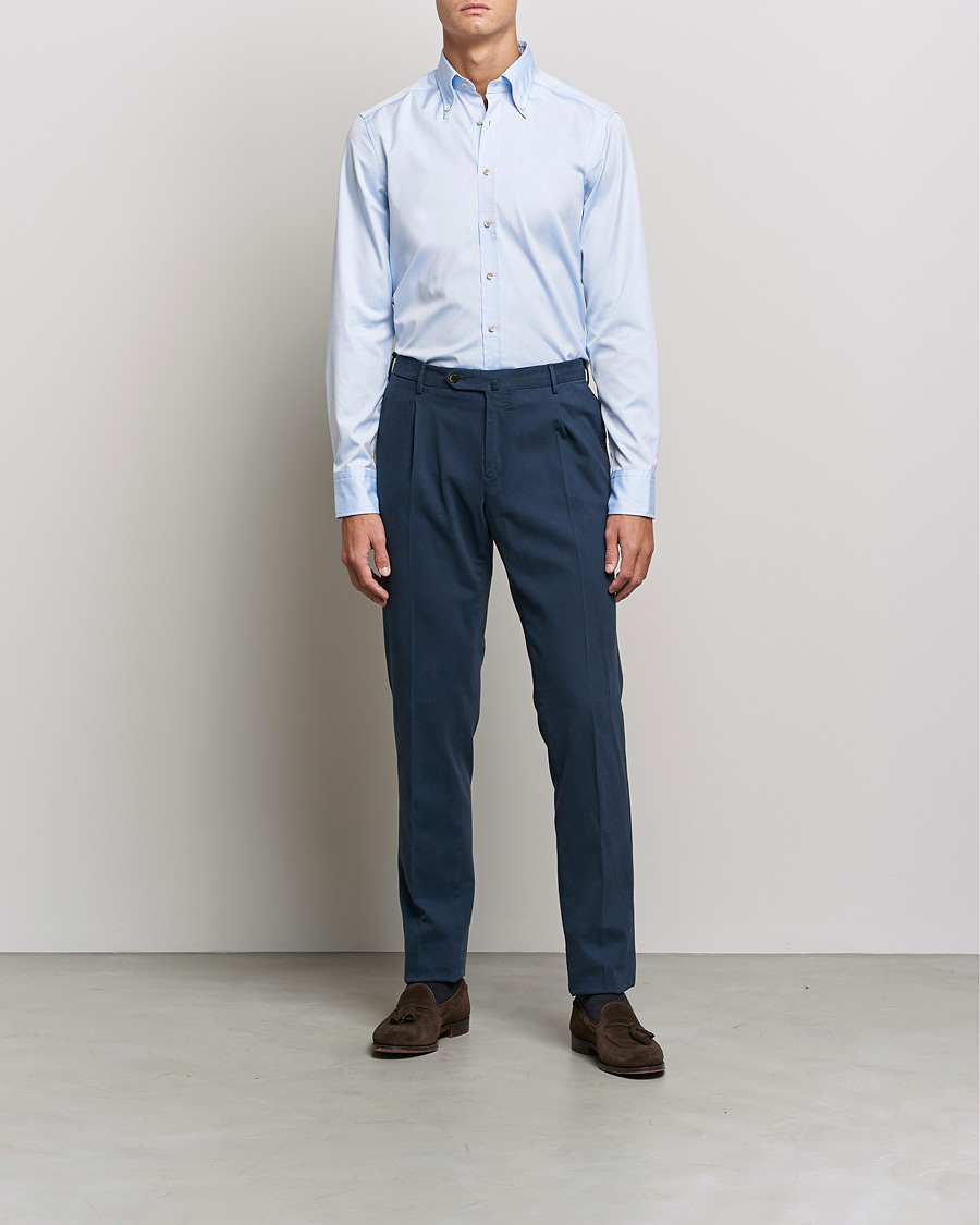 Herre | Skjorter | Stenströms | Slimline Button Down Pinpoint Oxford Shirt Light Blue