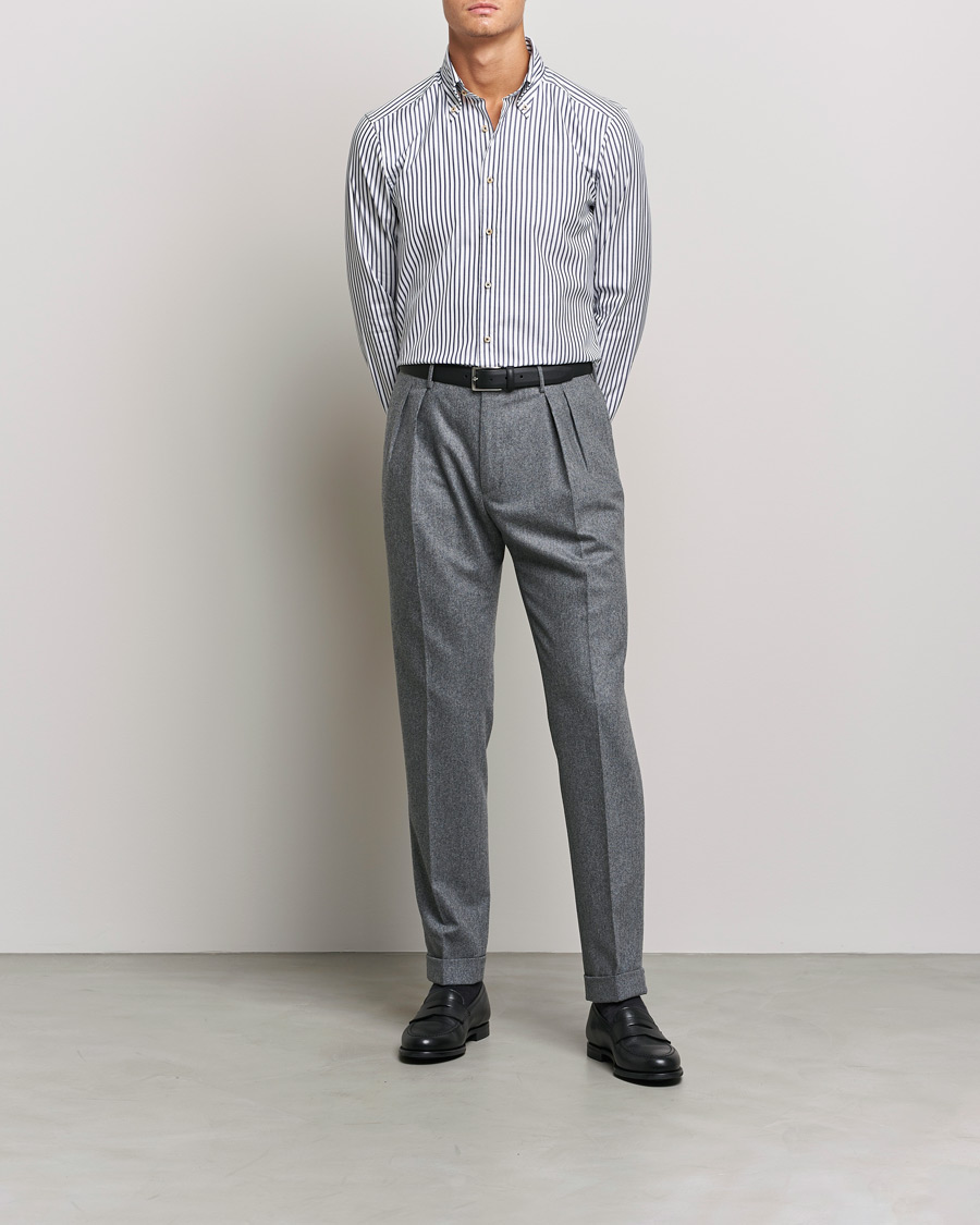 Herre |  | Stenströms | Slimline Striped Pinpoint Oxford Shirt Blue