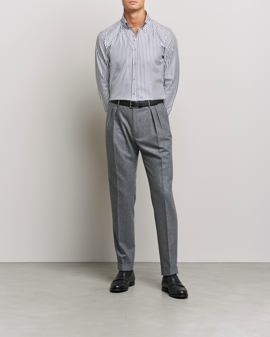 Herre | Skjorter | Stenströms | Slimline Striped Pinpoint Oxford Shirt Blue