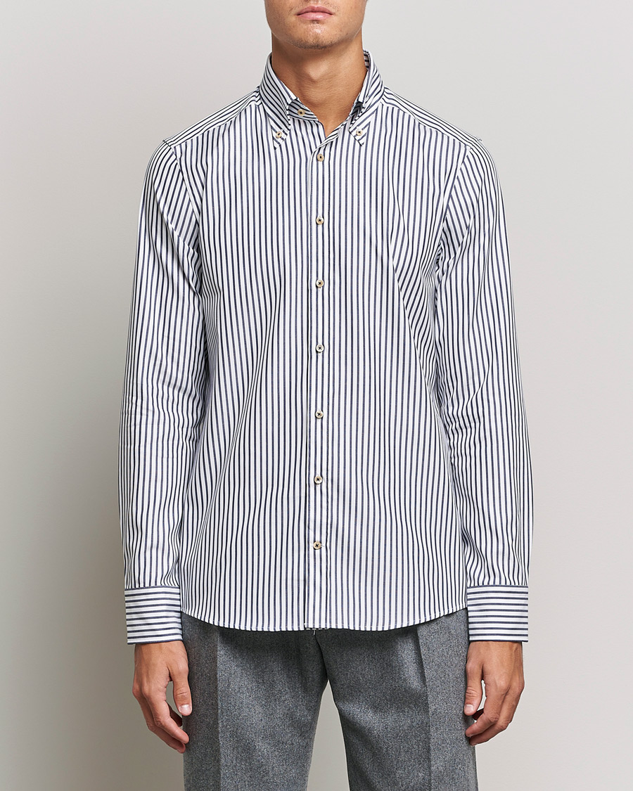 Herre | Skjorter | Stenströms | Slimline Striped Pinpoint Oxford Shirt Blue
