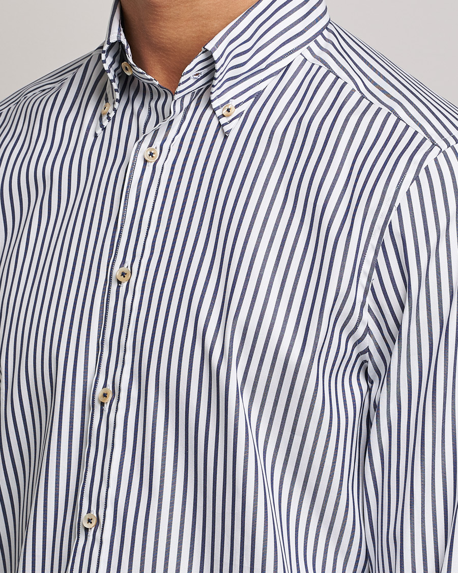 Herre | Skjorter | Stenströms | Slimline Striped Pinpoint Oxford Shirt Blue
