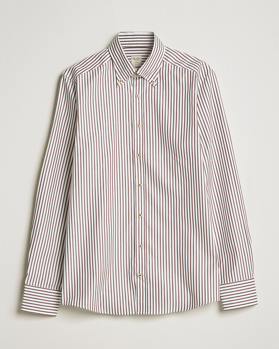 Herre | Skjorter | Stenströms | Slimline Striped Pinpoint Oxford Shirt Brown