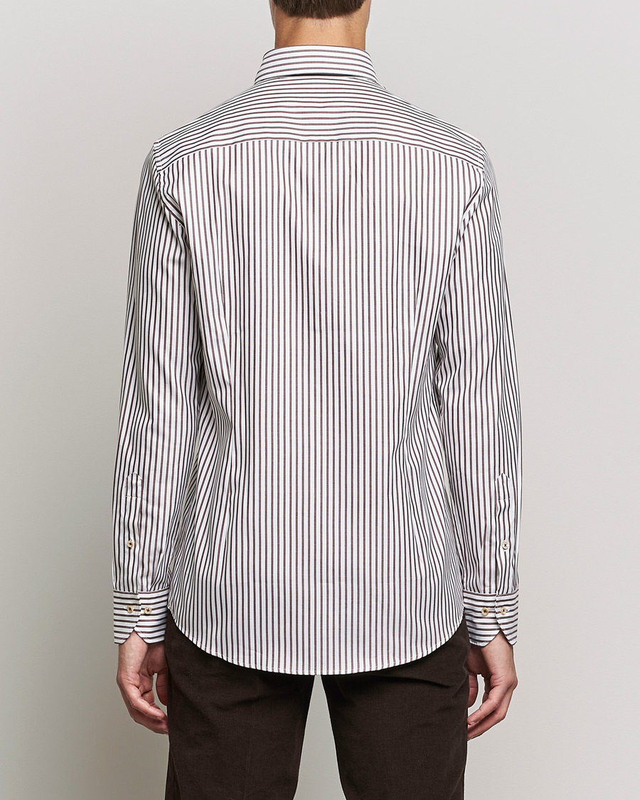 Herre | Skjorter | Stenströms | Slimline Striped Pinpoint Oxford Shirt Brown