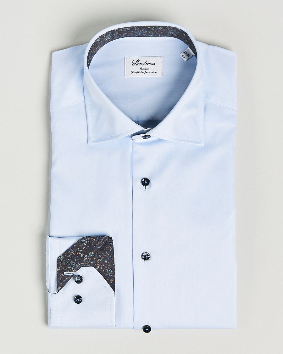 Herre | Skjorter | Stenströms | Slimline Cut Away Contrast Shirt Blue
