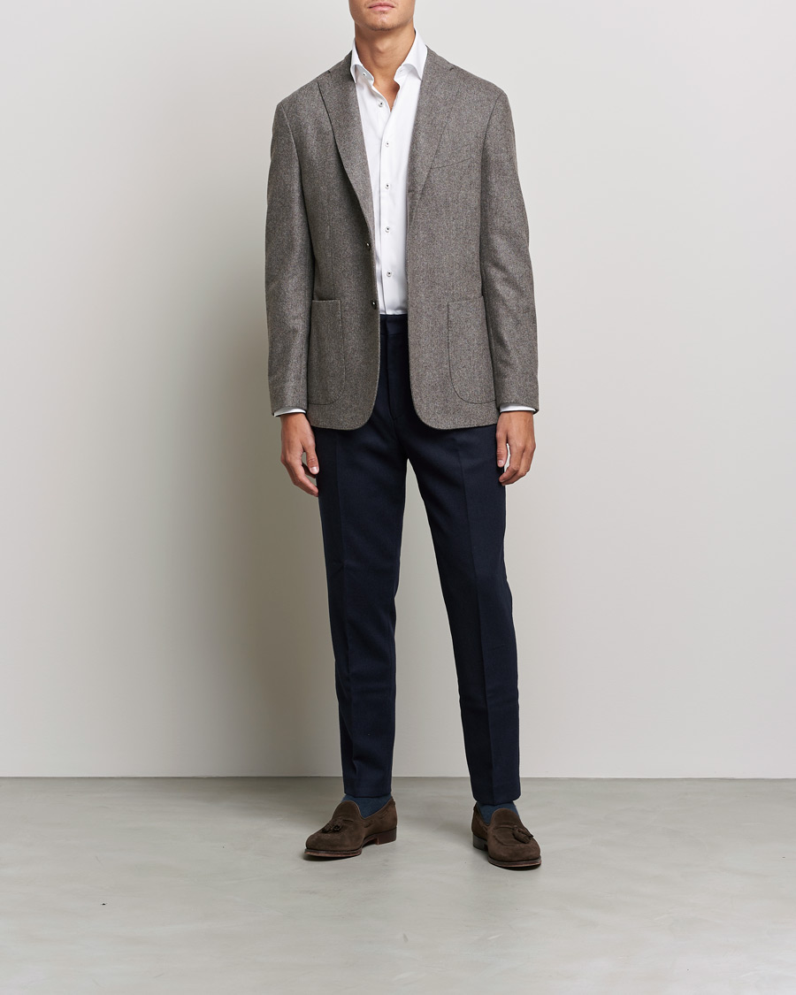 Herre | Skjorter | Stenströms | Slimline Cut Away Contrast Shirt White
