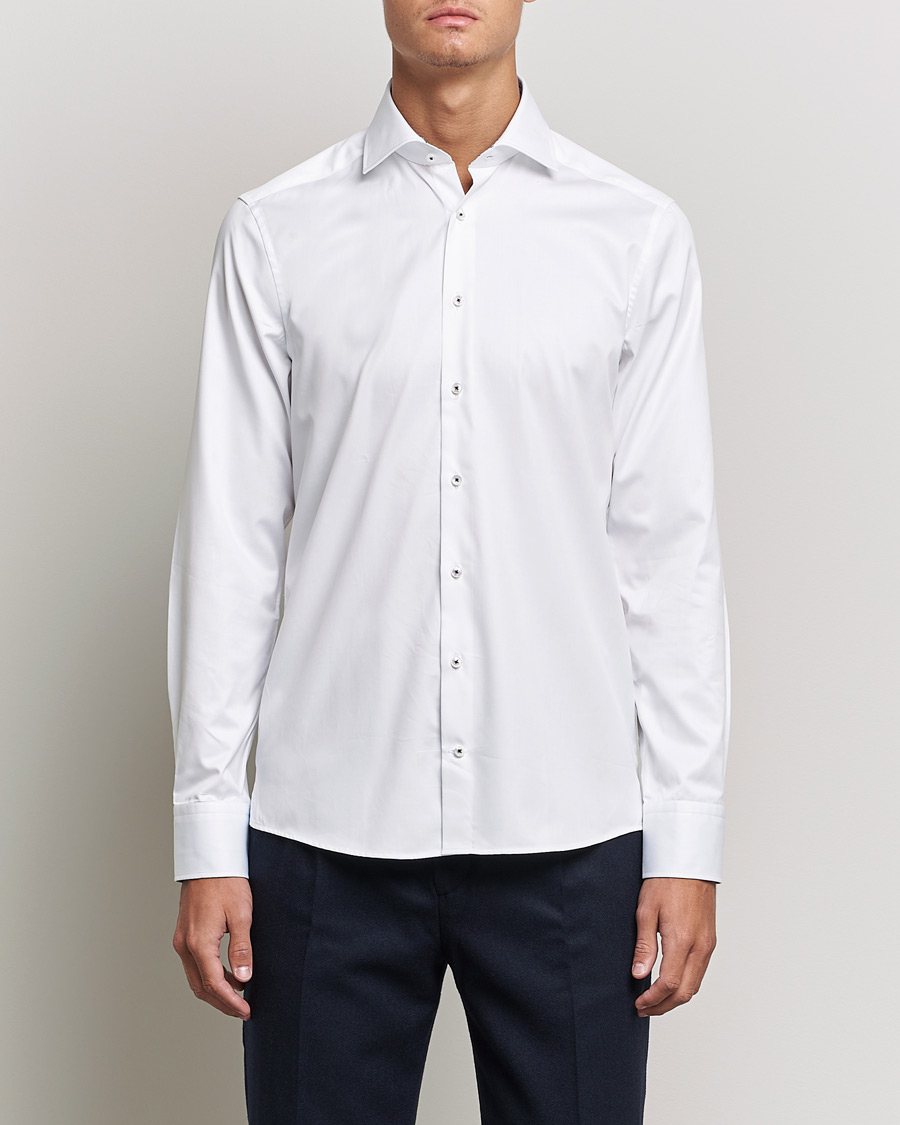 Herre | Skjorter | Stenströms | Slimline Cut Away Contrast Shirt White