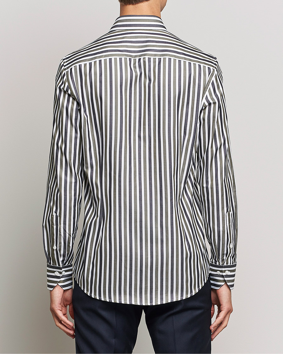 Herre | Skjorter | Stenströms | Slimline Cut Away Wide Striped Shirt Blue/Green