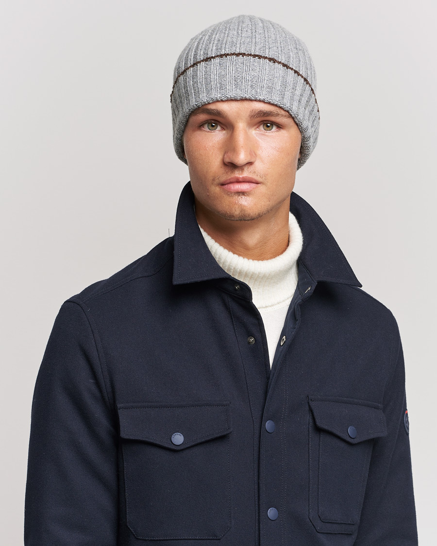 Herre | Stenströms Wool Cashmere Ribbed Beanie Grey | Stenströms | Wool Cashmere Ribbed Beanie Grey