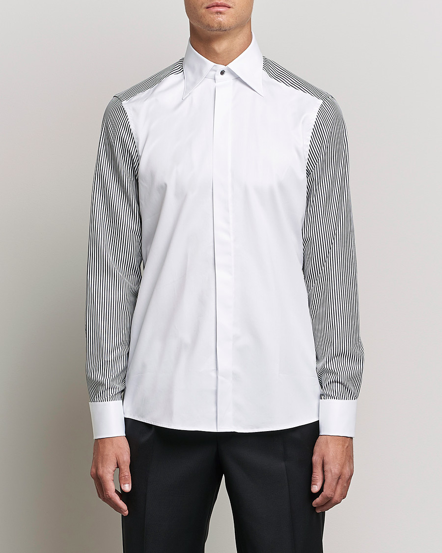 Herre |  | Stenströms | Slimline Fiesta Fly Front Tuxedo Shirt White
