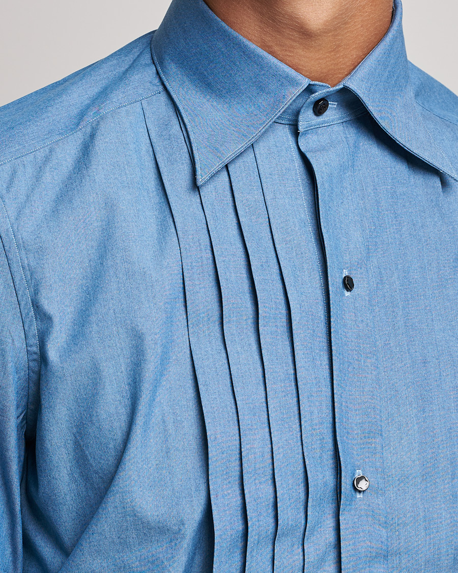 Herre | Skjorter | Stenströms | 1899 Slimline Denim Tuxedo Shirt Blue
