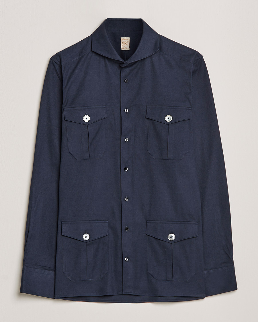 Herre | Skjorter | Stenströms | 1899 Slimline Stretch Twill Overshirt Navy
