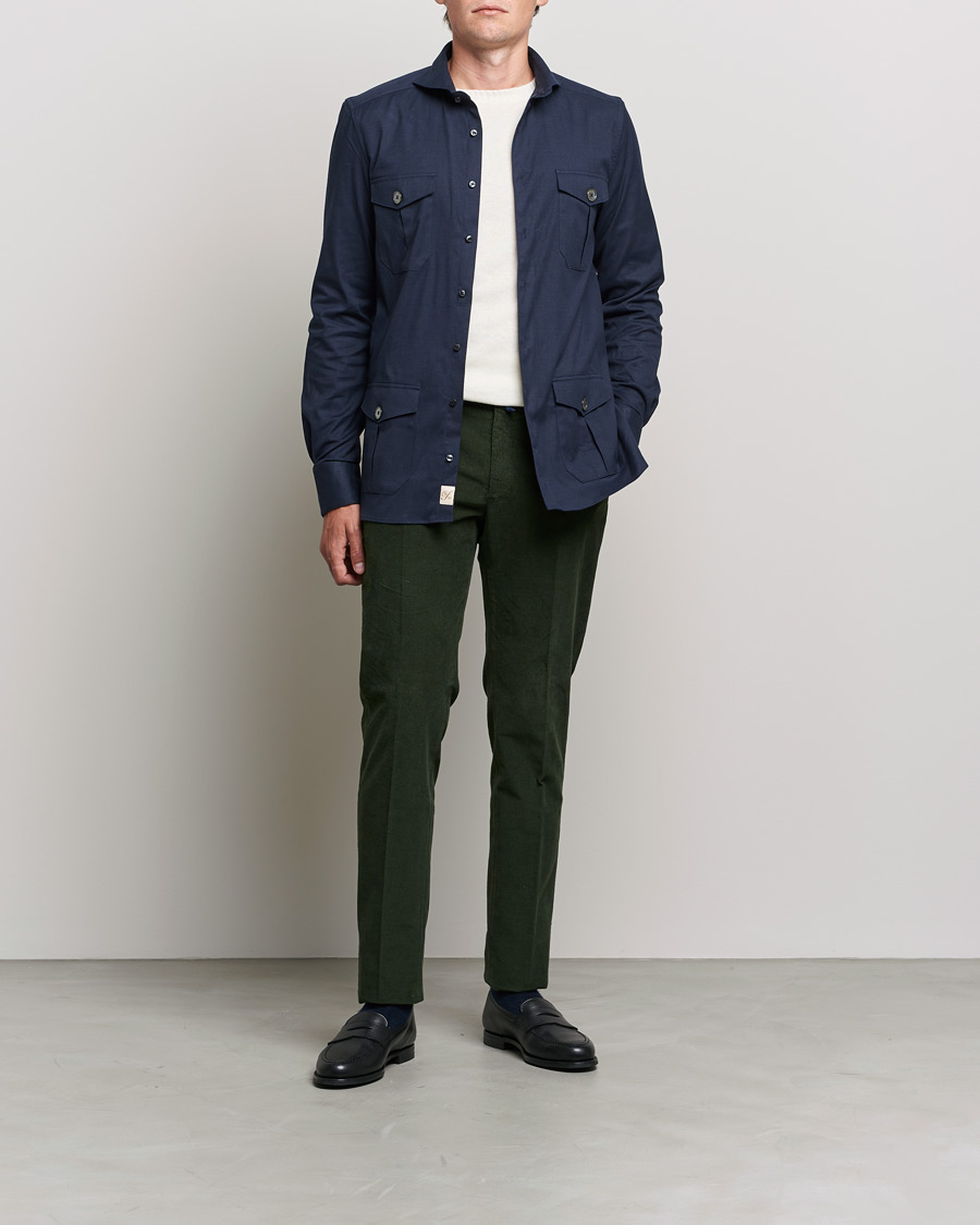 Herre | Skjorter | Stenströms | 1899 Slimline Stretch Twill Overshirt Navy