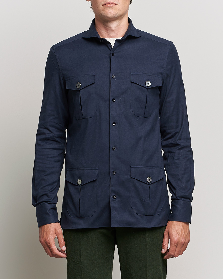 Herre | Skjorter | Stenströms | 1899 Slimline Stretch Twill Overshirt Navy