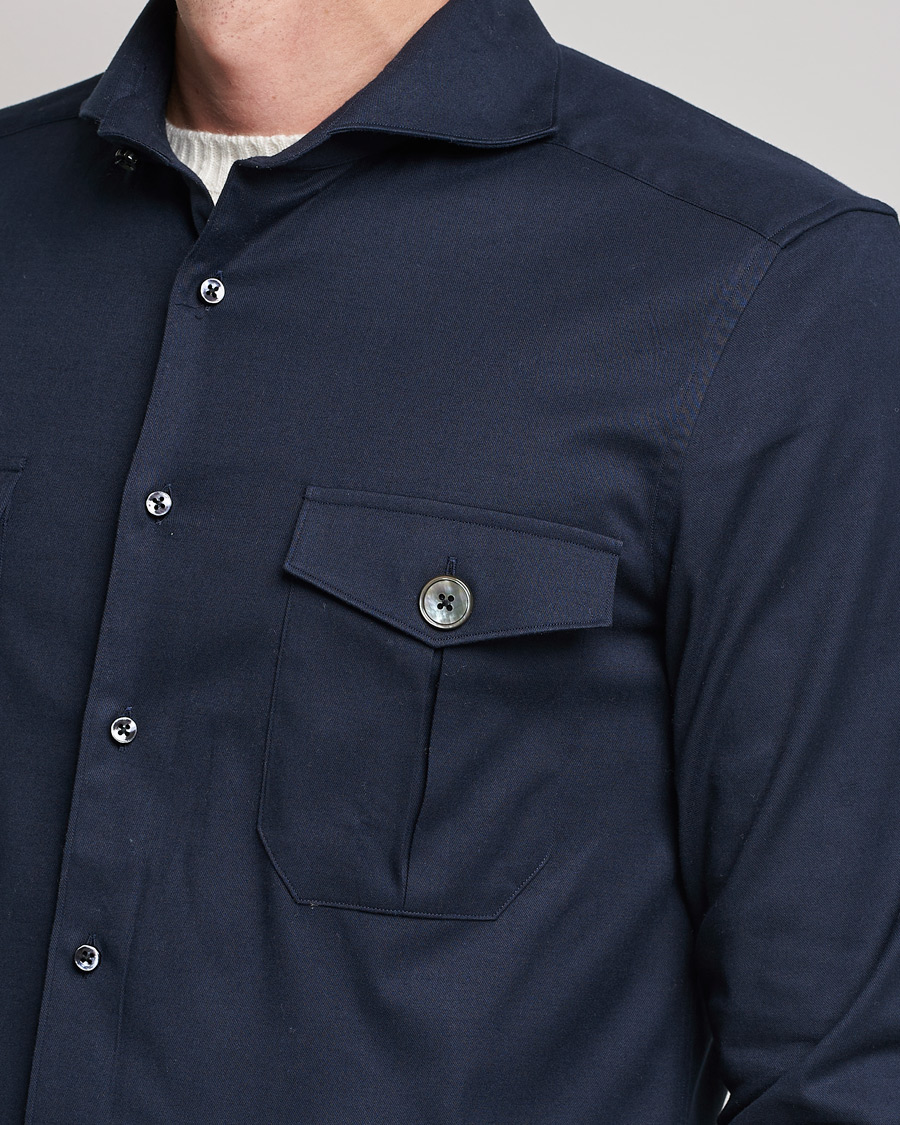 Herre | Skjorter | Stenströms | 1899 Slimline Stretch Twill Overshirt Navy