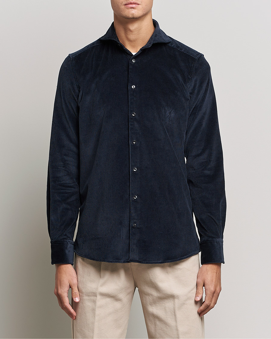 Herre | Skjorter | Stenströms | 1899 Slimline Sea Island Corduroy Shirt Navy