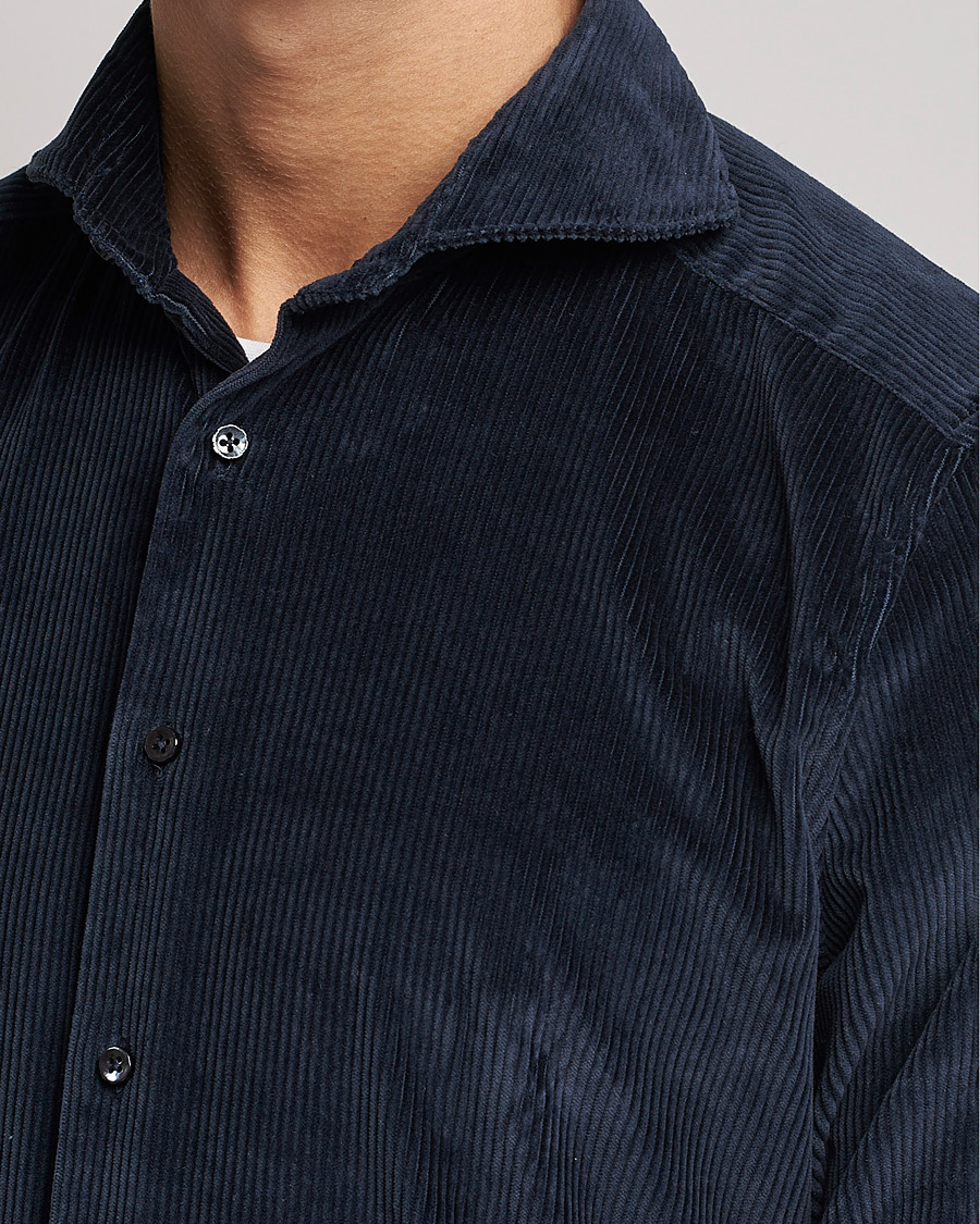 Herre | Skjorter | Stenströms | 1899 Slimline Sea Island Corduroy Shirt Navy