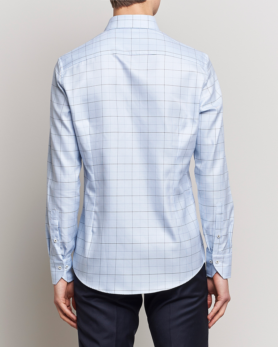 Herre | Skjorter | Stenströms | Slimline Cut Away Windowpane Shirt Blue