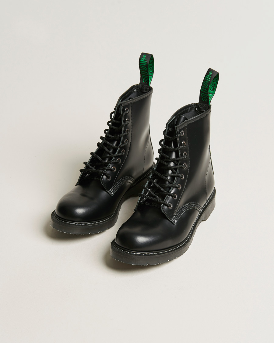 Herre | Håndlagde sko | Solovair | 8 Eye Derby Boot Black Shine