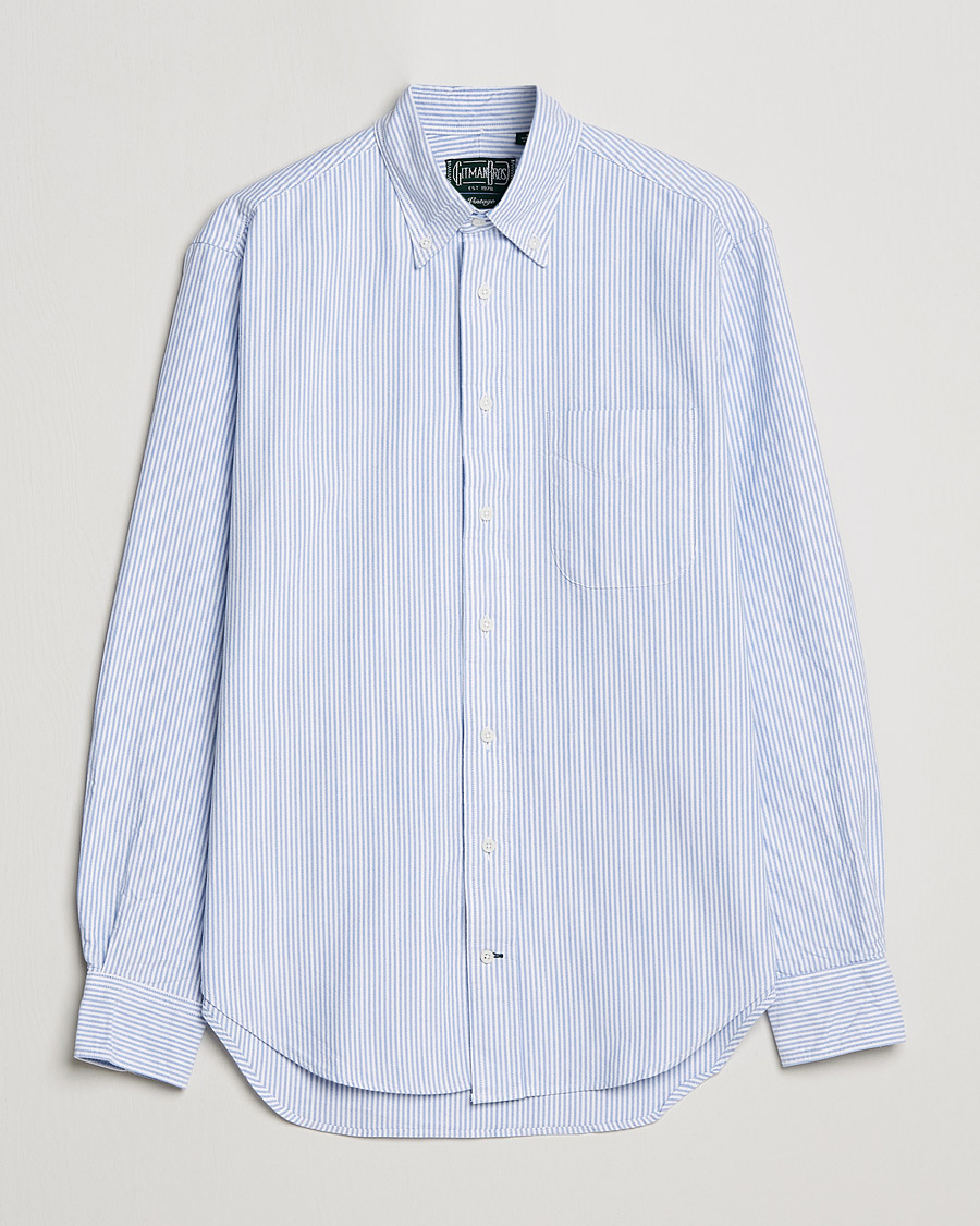 Herre |  | Gitman Vintage | Button Down Striped Oxford Shirt Light Blue
