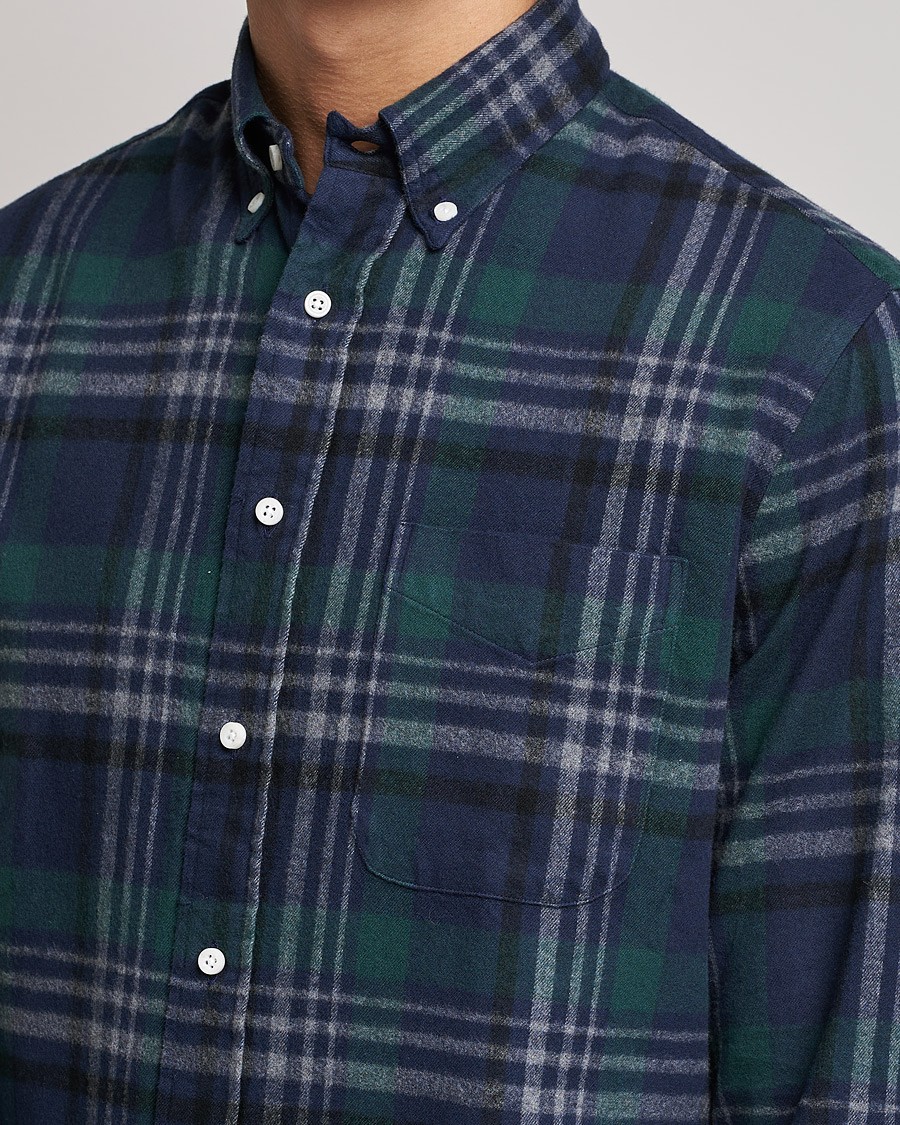 Herre | Skjorter | Gitman Vintage | Button Down Shaggy Flannel Shirt Blackwatch Check