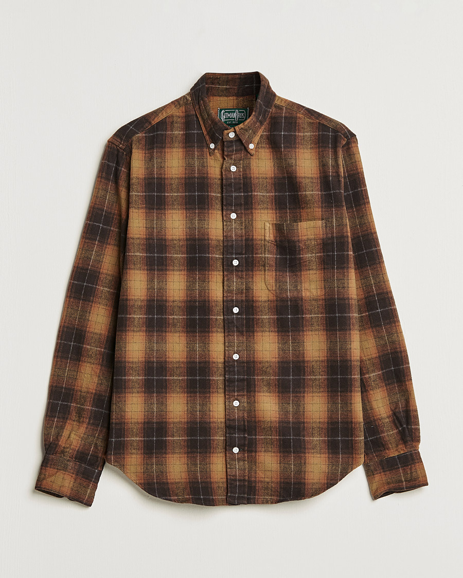 Herre |  | Gitman Vintage | Button Down Shaggy Flannel Shirt Brown Check
