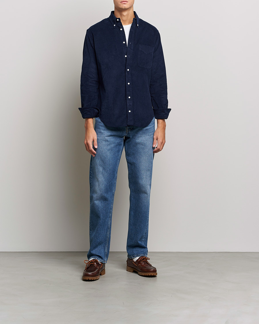 Herre | Skjorter | Gitman Vintage | Button Down Heavy Corduroy Shirt Navy