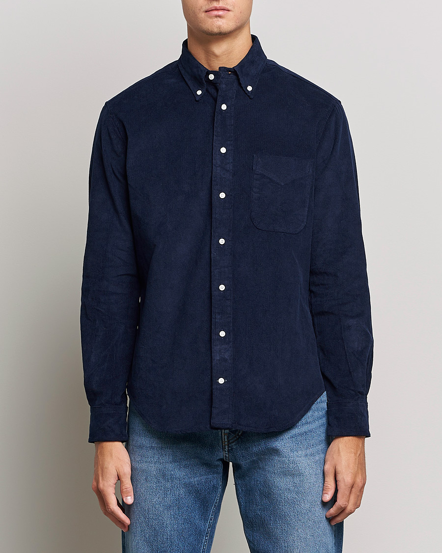 Herre | Skjorter | Gitman Vintage | Button Down Heavy Corduroy Shirt Navy