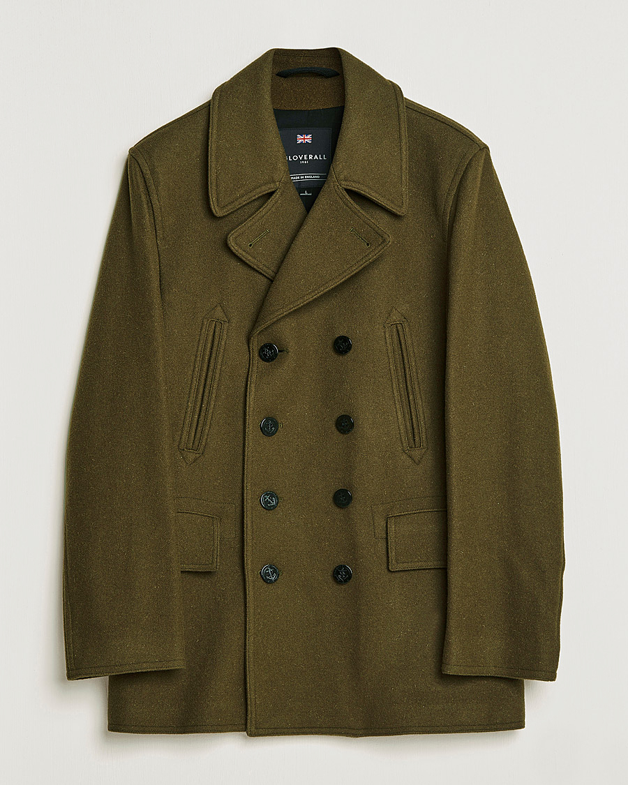 Herre | Jakker | Gloverall | Churchill Reefer Peacoat Loden Green
