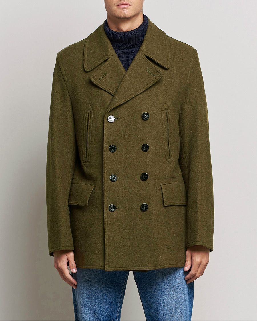 Herre | Jakker | Gloverall | Churchill Reefer Peacoat Loden Green