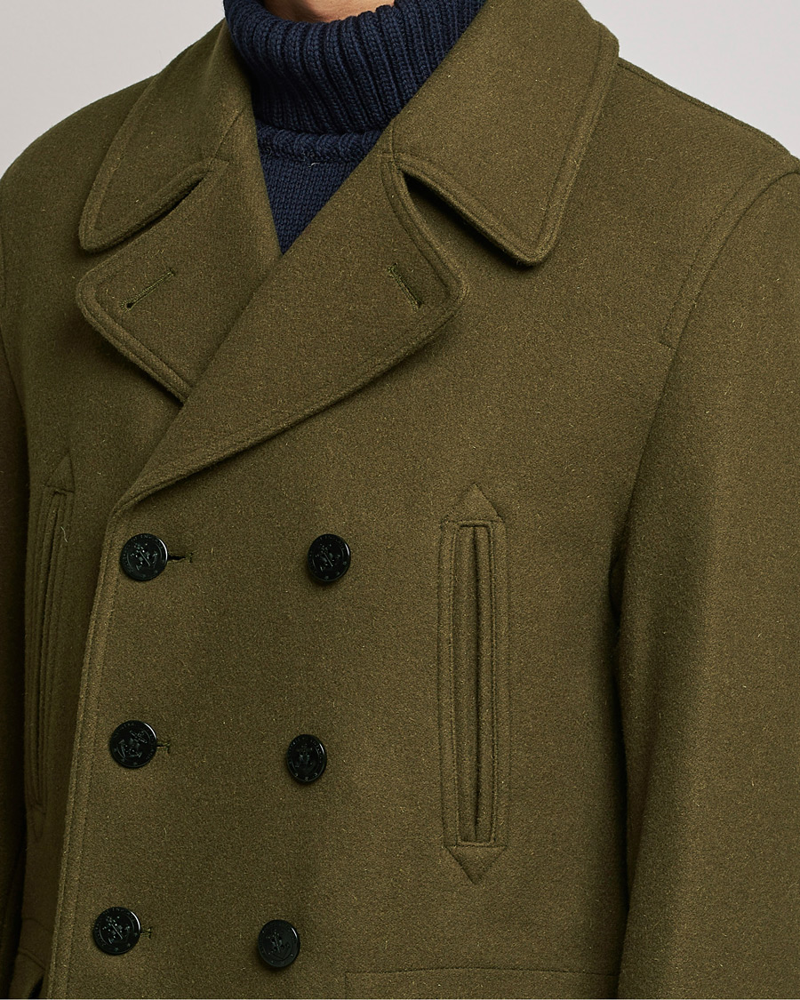 Herre | Jakker | Gloverall | Churchill Reefer Peacoat Loden Green