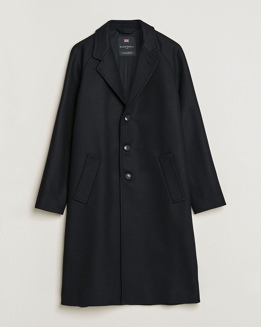 Herre | Jakker | Gloverall | Chesterfield Wool/Cashmere Raglan Coat Black