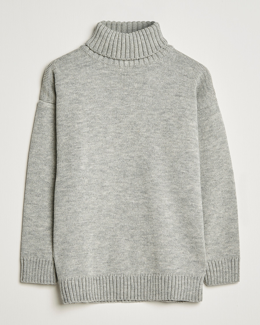 Herre | Gensere | Gloverall | Submariner Chunky Wool Roll Neck Light Grey