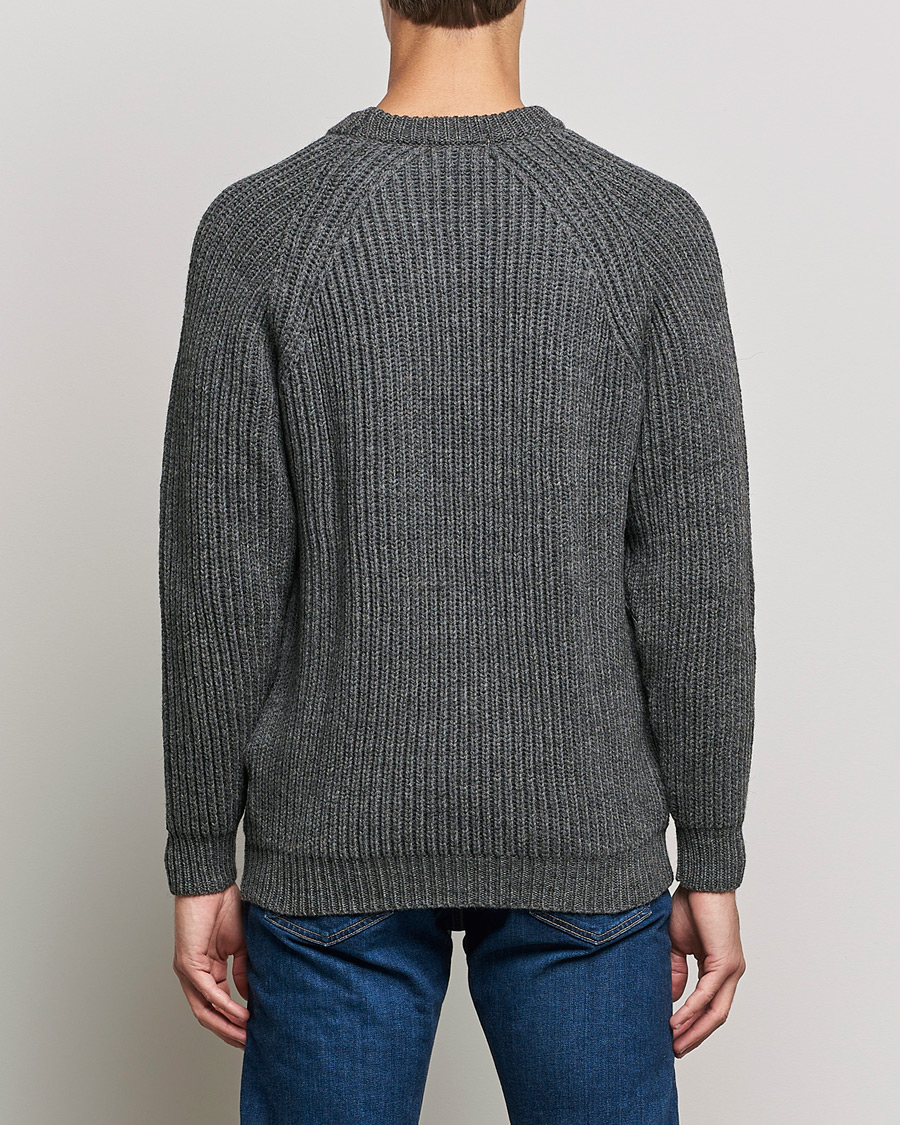 Herre | Gensere | Gloverall | Fisherman Rib Chunky Wool Crew Neck Grey