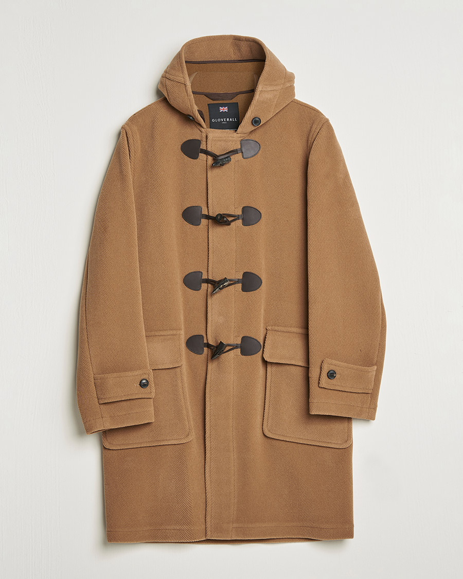 Herre | Jakker | Gloverall | Edmund Herringbone Wool Duffle Camel