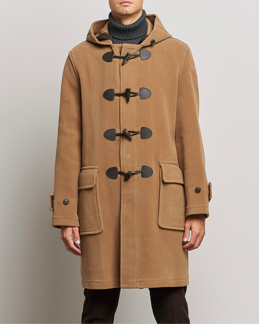 Herre | Jakker | Gloverall | Edmund Herringbone Wool Duffle Camel