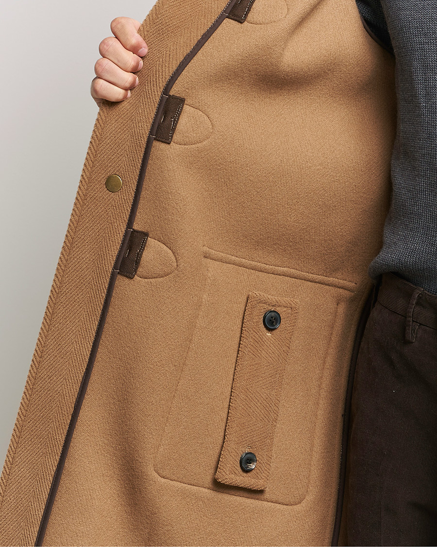 Herre | Jakker | Gloverall | Edmund Herringbone Wool Duffle Camel