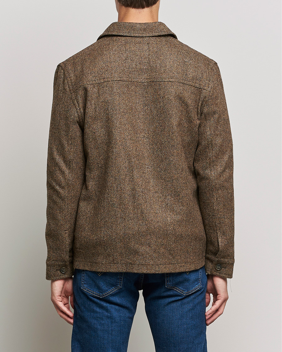 Herre | Jakker | Gloverall | Walter Herringbone Wool Shirt Jacket Tan