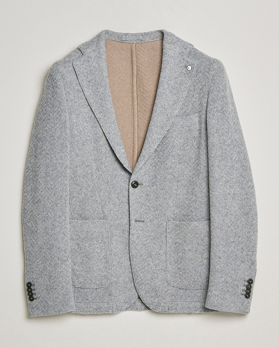 Herre | Dressjakker | L.B.M. 1911 | Punto Knitted Wool Structure Blazer Grey