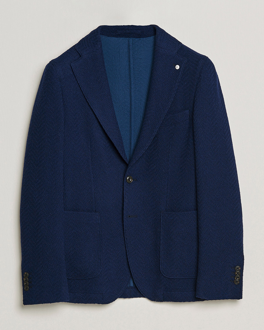 Herre | Dressjakker | L.B.M. 1911 | Punto Knitted Wool Structure Blazer Navy