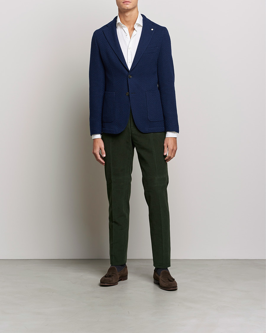 Herre | Dressjakker | L.B.M. 1911 | Punto Knitted Wool Structure Blazer Navy