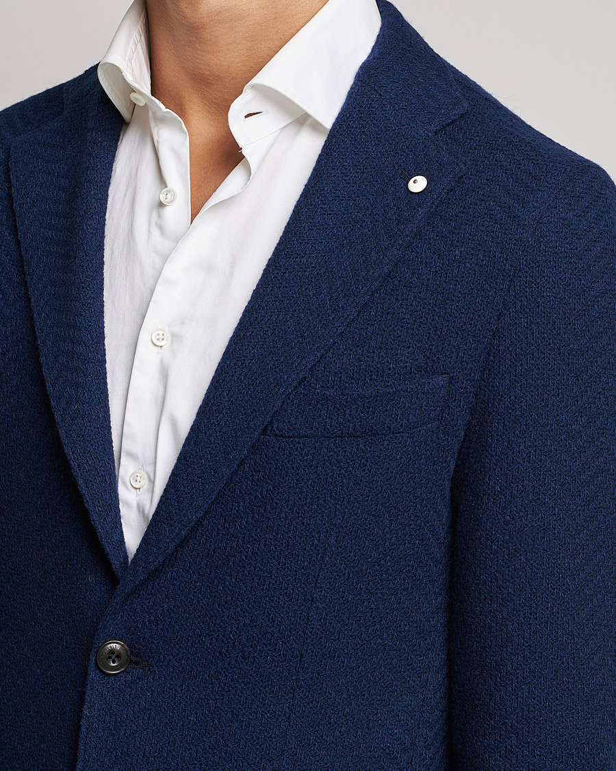 Herre | Dressjakker | L.B.M. 1911 | Punto Knitted Wool Structure Blazer Navy
