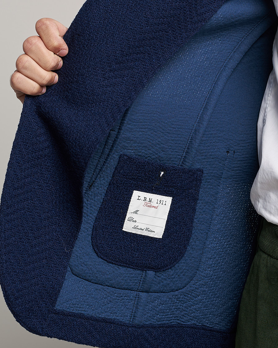 Herre | Dressjakker | L.B.M. 1911 | Punto Knitted Wool Structure Blazer Navy