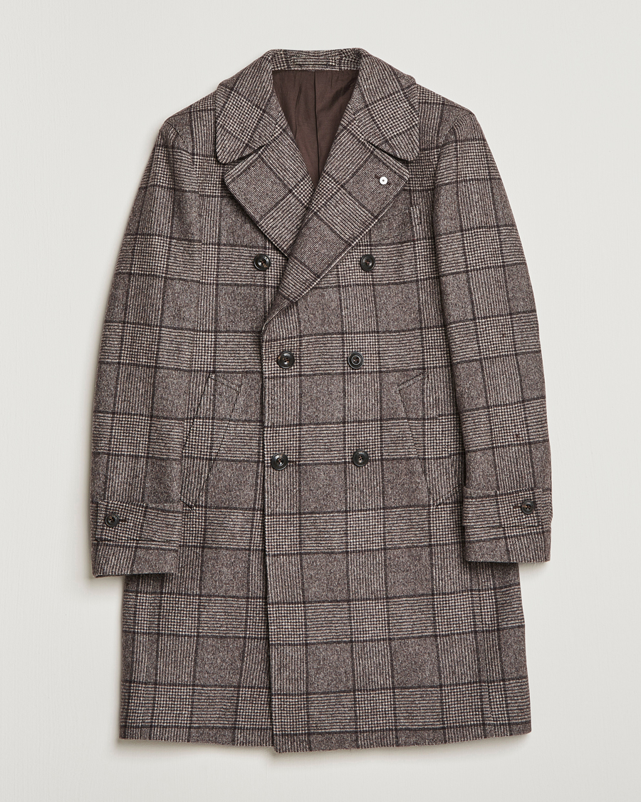 Herre | Jakker | L.B.M. 1911 | Double Breasted Checked Wool Coat Brown