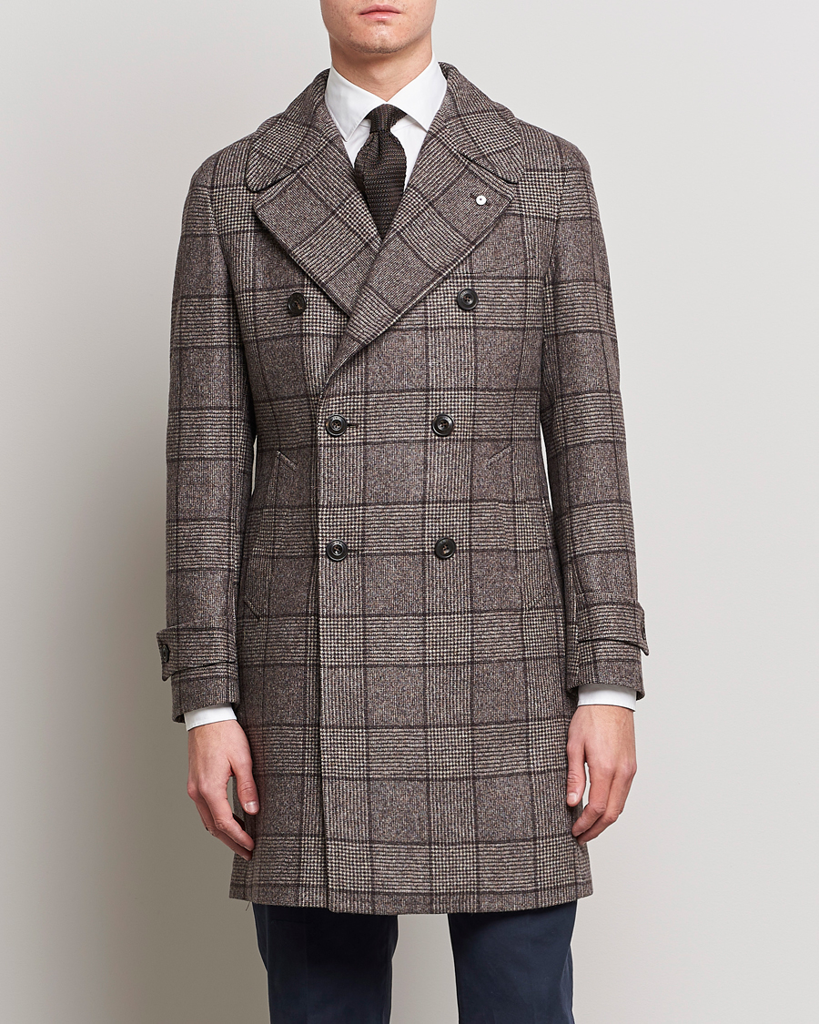 Herre | Jakker | L.B.M. 1911 | Double Breasted Checked Wool Coat Brown